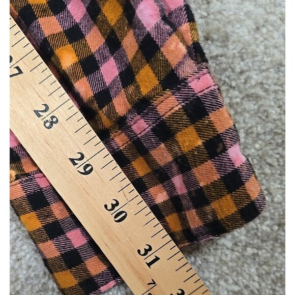 OOAK Upcycled Flannel Shacket Shirt Halloween Ghost Cat Moon Distressed Women XL - Picture 12 of 13